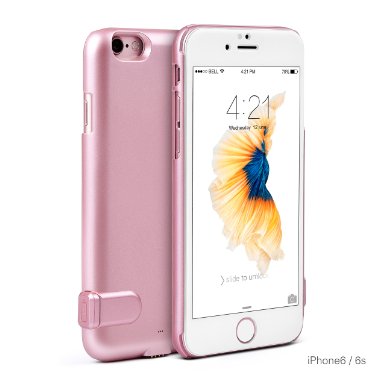 iPhone 6 6s Battery Case Kinps Ultra Slim External Rechargeable Spare Back up Extended Battery Charger Pack Case Cover-for iPhone 6 and 6s 47 inch with 1500mAh Capacity6 6S - Rose Gold