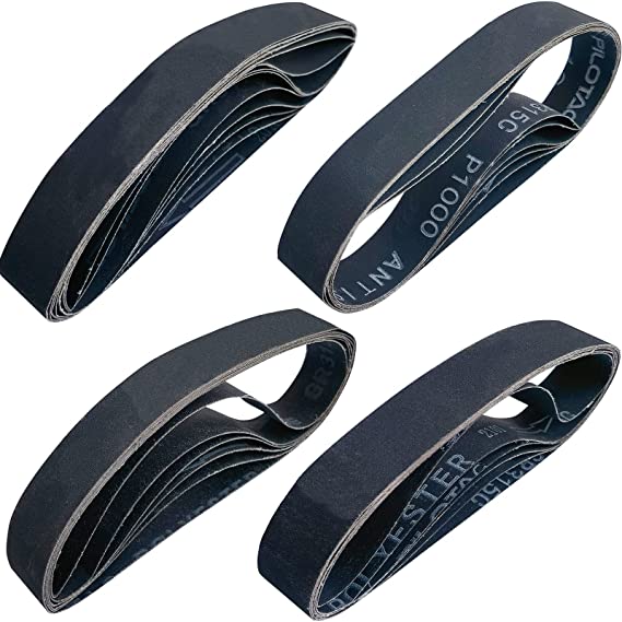 Sackorange 24 PCS 1 x 18 Inch High Performance Silicon Carbide Sanding Belts - 6 Pcs Each of 400 600 800 and 1000 Grits Premium Knife Sharpening Sanding Belts (1 x 18 inch)