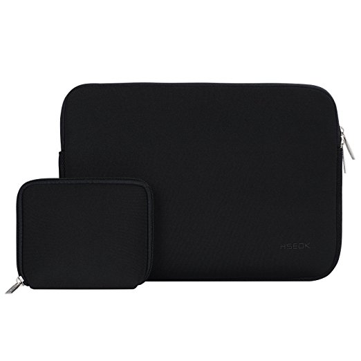 HSEOK Laptop Sleeve, Waterproof Neoprene Case Bag Cover for 12.9 iPad Pro / 13 -13.3 Inch Laptop / MacBook Air / MacBook Pro with Small Case for MacBook Charger or Magic Mouse, Black