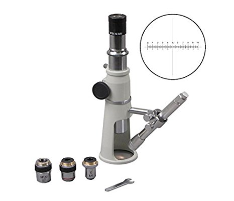 OMAX M51B 20X-40X-100X Solid Metal Portable Handheld Field Measuring Inspection Shop Microscope with Pen Light and Reticle Eyepiece