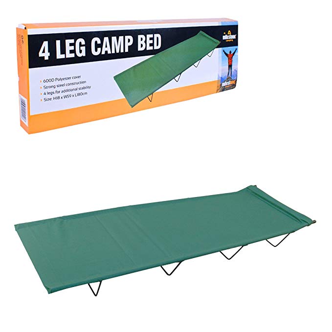 Milestone Camping 4 Leg Camp Bed - Green