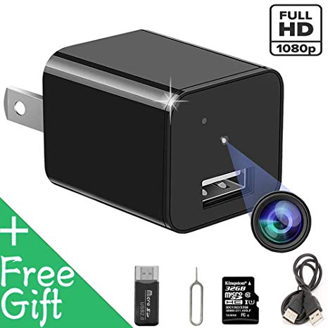 Hidden Spy Camera USB Charger, Full HD 1080P Spy Camera, Motion Detection Loop Video Record Hidden Security Camera [32GB Memory Card Insert, Not WiFi Camera]