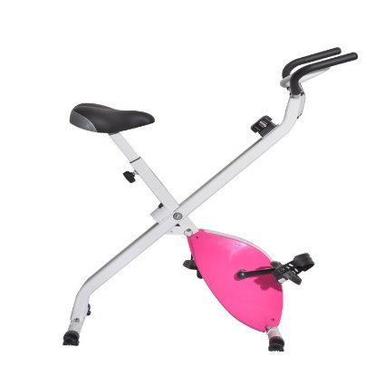 Soozier Indoor Folding Upright Magnetic Exercise Bike with LCD Monitor