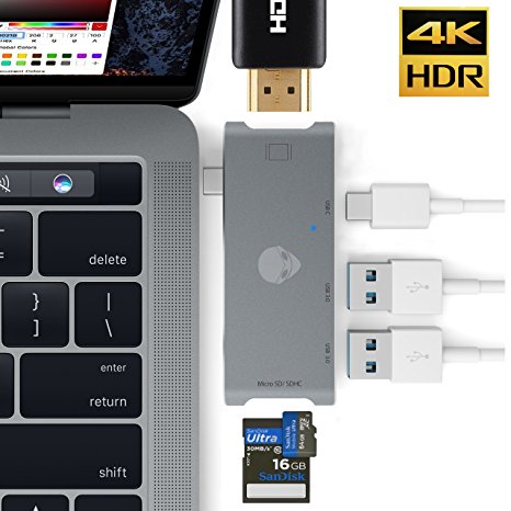 Stouch USB C HDMI HUB Adapter for MacBook Pro 2015/2016, 7 in 1 USB 3.1 USB-C to type C Charge Port ,HDMI Output, SD   MicroSD Card Reader and 2-Ports USB 3.0