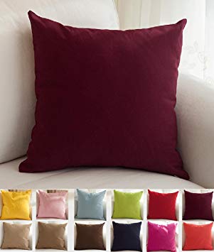TangDepot Cotton Solid Throw Pillow Covers, 12" x 18" , Wine
