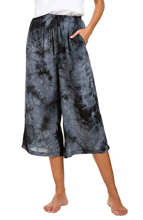 Urban CoCo Womens Comfy Solid Tie-Dye 3/4 Lounge Pants