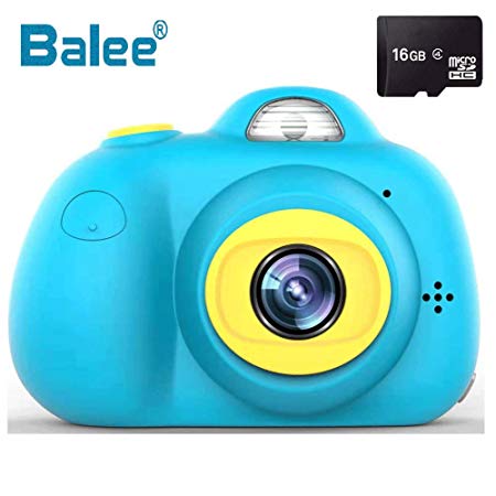 Balee Kids Digital Cameras 2 inch Screen Digital Video Cameras Creative DIY Selfie Camera for Kids with 16GB Memory SD Card (Blue)