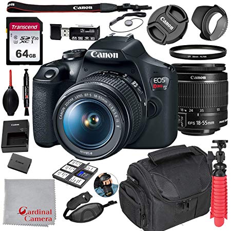 Canon EOS Rebel T7 18-55mm f/3.5-5.6 is II Kit   64GB SD Card   Case (17pc Bundle)