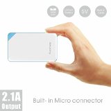 Power Bank Superway 5000mAh Ultra-Thin Wallet Sized Portable USB External Battery Pack Phone Charger Built-in Micro USB Cable for USB-Charged Devices - White Blue