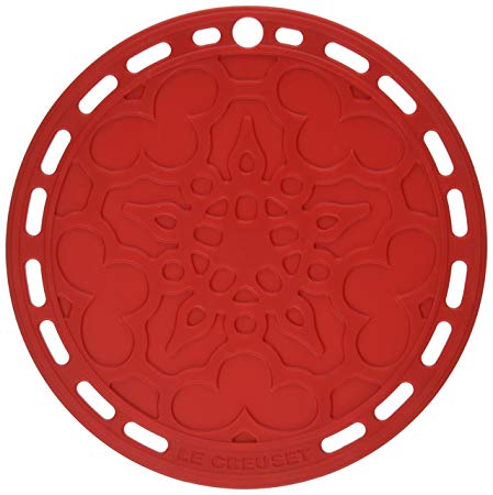 Le Creuset Silicone 8" Round French Trivet, Cerise (Cherry Red)