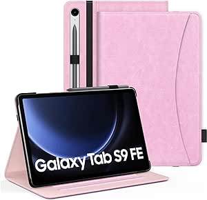 MoKo Case for Samsung Galaxy Tab S9 FE 5G 10.9-Inch 2023, Multi-Angle Stand Case Cover for Galaxy Tab S9 FE(SM-X510/SM-X516/SM-X518) with S Pen Holder, Auto Wake/Sleep, Front Pocket, Pink