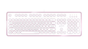 Azio MK-RETRO-07 USB Typewriter Inspired Mechanical Keyboard (Blue Switch), White and Rose Gold Edition