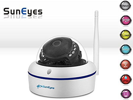 SunEyes SP-V702W 720P HD Mini Dome IP Camera Outdoor Wireless Wifi Weatherproof ONVIF and RTSP with Free P2P Metal Alloy Case