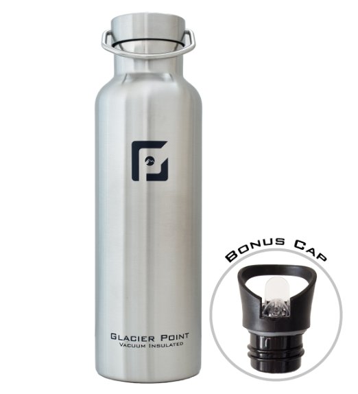 Best Vacuum Insulated Stainless Steel Water Bottle Double Walled Construction Glacier Point 25oz  750ML
