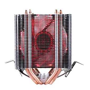 upHere Dual Tower Heat-Sink CPU Cooler with 4 Direct Contact Heatpipes,Red LED Fan