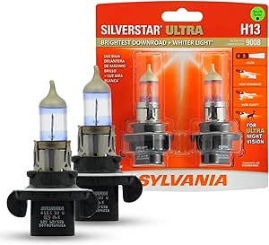 Sylvania H13SU.BP2 White H13 SilverStar Ultra High Performance Halogen Headlight Bulb, (Pack of 2)