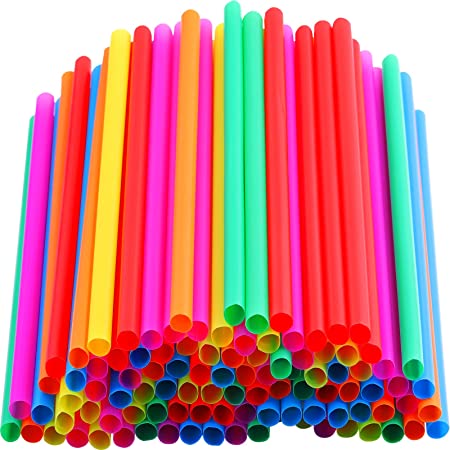 100Pcs Jumbo Straws,Assorted Colors Smoothie Straws Disposable,Wide-mouthed Boba Straw, Large Bubble Tea Straw Extra Long,Plastic Wide Straws for Milkshakes,Beer,Frozen Drinks,Party Supplies