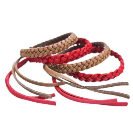 Kinven Mosquito Bug Repellent Faux Leather Bracelet Bands - DEET Free - Stylish Braiding 2 packs 4 bracelets Color Red Brown