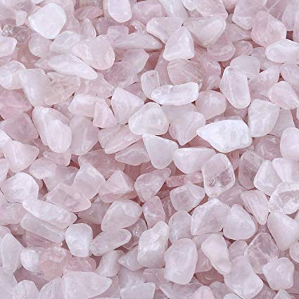 Rose Stones, Crystals Gravel Quartz Tumbled Stone Pink Pebble Irregular Shaped Stones for Vase Filler, 1 Pounds(approx 800)