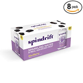 Spindrift Sparkling Water, Blackberry Flavored, Made with Real Squeezed Fruit, 12 Fluid Ounce Cans, Pack of 8 (Only 13 Calories per Can)