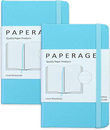 2-Pack Pocket Notebook Journal Notepad Small, College Ruled, 3.7" x 5.6", Hard Cover Mini Journal, 100 GSM Thick Paper, Inner Pocket (Mint Lined)