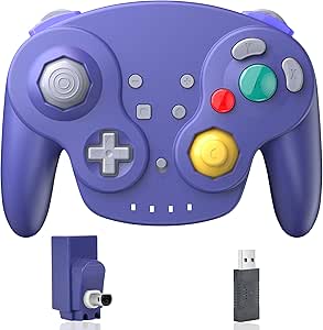 2.4 GHz Wireless NGC Switch Online Controller, USB Receiver & GameCube Receiver, Compatible with Windows PC iOS Mac Raspberry Pi, GameCube/Switch NSO - (Rechargeable) (Plug and Play) Indigo