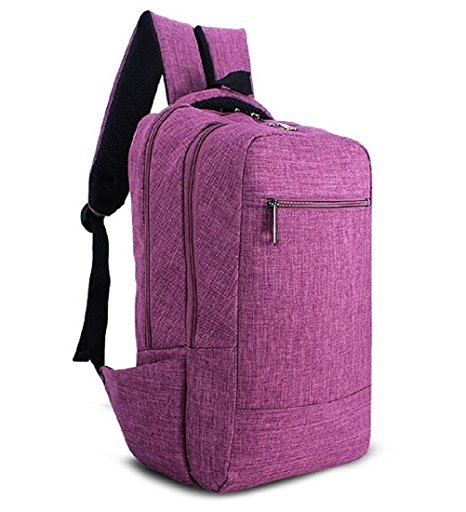 Lightweight Stylish Travel Backpack for Tablet Laptop up to 15.6 Inch, Feskin Slim Classic Casual Student Backpack Simple Business Bags for Women Men - Purple
