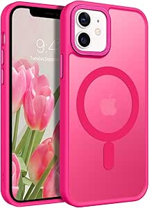 BENTOBEN for Magnetic iPhone 12 Mini Case, Phone Case iPhone 12 Mini [Compatible with Magsafe] Slim Translucent Matte Design Shockproof Bumper Protective Cute Girl Women Boy Men 12Mini Cover, Hot Pink