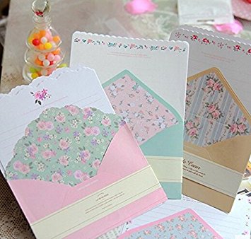 SCStyle 32 Cute Kawaii Lovely Special Design Writing Stationery Paper with 16 Envelope   16 Label Seal Sticker (7.1x5.2 inch)