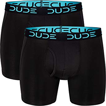 Dude Mens Underwear, 6 inch Boxer Briefs, Stank & Moisture Resistant, 2 Count