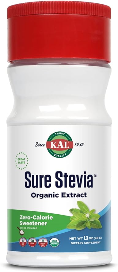 Kal - Pure Stevia Extract Organic, Fine Powder, Unflavored (btl-Plastic) 42 mg 1.3 oz