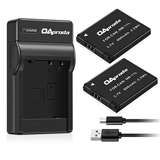 OAproda 2 Pack NB-11L Battery and Ultra Slim Micro USB Charger for Canon NB-11LH, PowerShot A2300 is, A2400, A2500, A2600, A3400, A3500 is, A4000 is,ELPH 110 HS, ELPH 320 HS, ELPH SX420 is Camera