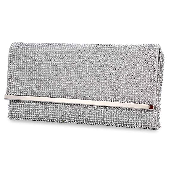 TanpellWomen's Bling Soft Rhinestone Crystal Evening Clutch Bags with Detachable Chain