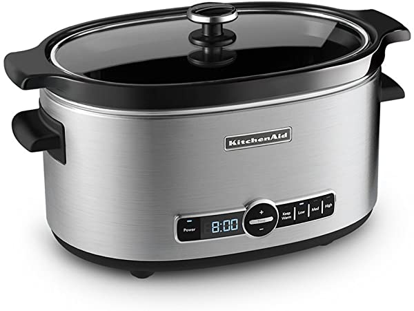 KitchenAid Refurbished 6-Quart Slow Cooker with Glass Lid | Stainless Steel (Renewed)