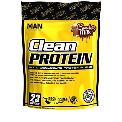 MAN Sports Clean Protein, Full Disclosure Protein Blend, Chocolate Milk, 1.7 Pounds