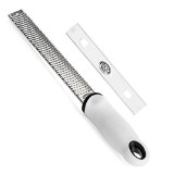 CookerMaid Ultra Sharp Stainless Steel Zester Grater with Safety Sleeve White