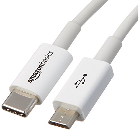 AmazonBasics USB Type-C to Micro-B 2.0 Cable - 3 Feet  (0.9 Meters) - White