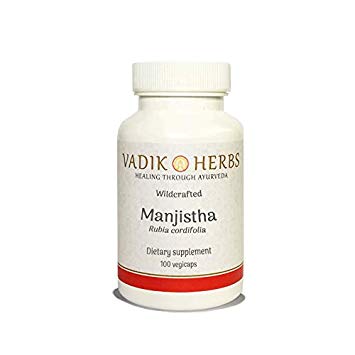 Pure Wild harvested Manjistha (Rubia cordifolia, Indian Madder) - 100 vegicaps - Made in USA - Safety tested - No GMO, vegan