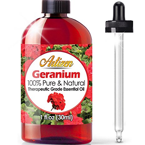 Artizen Geranium Essential Oil (100% PURE & NATURAL - UNDILUTED) Therapeutic Grade - Huge 1oz Bottle - Perfect for Aromatherapy, Relaxation, Skin Therapy & More!
