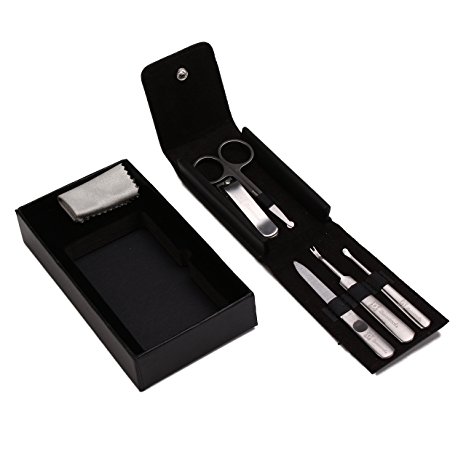 Queentools 5- in- 1 Professional Nail Clipper Set for Men, Manicure Tools Set, Carbon Steel in Travel Kit