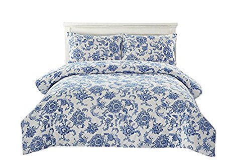 Couture Home Collection Floral Dream 3 pcs Comforter Set Dark Blue Full