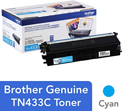 Brother Genuine High Yield Toner Cartridge, TN433C, Replacement Cyan Toner, Page Yield Up To 4,000 Pages, Amazon Dash Replenishment Cartridge, TN433