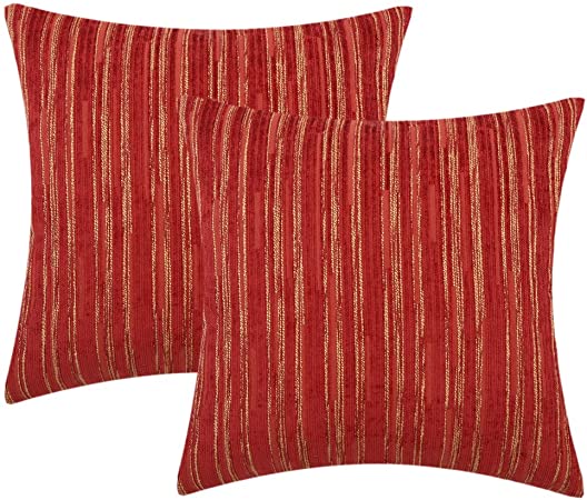 Yeiotsy Pillow Cases Bohemia, Pack of 2, Modern Striped Throw Pillow Covers Geometric Cushion Covers for Sofa Holiday Party Decoration (Red, 18 X 18 Inches)
