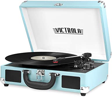Victrola Vintage 3-Speed Bluetooth Suitcase Turntable with Speakers, Turquoise