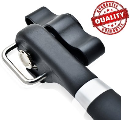 Restaurant can opener, Manual can opener, Sokos Stainless Steel Ergonomic Anti Slip Design-Smooth Edge Side Cut No Sharp Cuts can opener (Black)