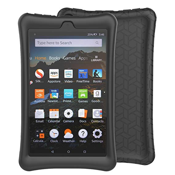 BMOUO Case for All-New Amazon Fire HD 8 Tablet (7th and 8th Generation, 2017 and 2018 Release) - Light Weight Shock Proof Soft Silicone Back Cover for Fire HD 8, Black