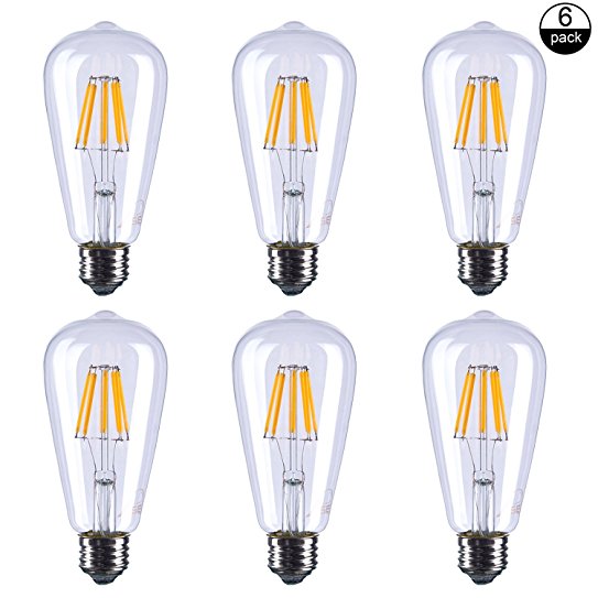ASELIHGT 8W ST21(ST64) LED Filament bulb Dimmable Edison Style E26 2700K ,Led Light Bulb, 80 Watt Incandescent Bulbs Replacement,2700K Warm White Led Bulbs,ST21(ST64)LED Bulb Lamps,6 Pack (8)