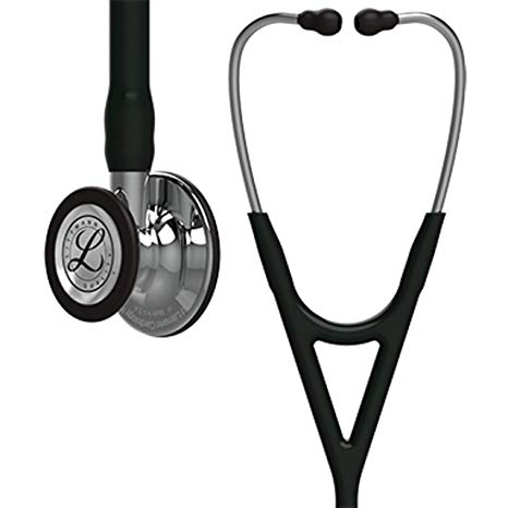 3M Littmann Cardiology IV Diagnostic Stethoscope, Mirror-Finish Chestpiece and Stem, Black Tube, Stainless Headset, 27 inch, 6177