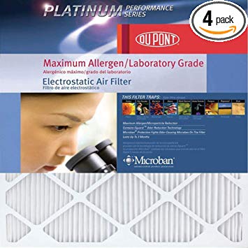 DuPont Platinum Max Allergen Air Filter, 20x30x1, MERV 12, 4-Pack