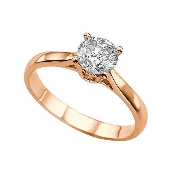 Moissanite Forever Classic 6.50MM (0.86CT Moissanite Weight,1.00CT Diamond Equivalent Weight) Engagement Ring 14K Gold